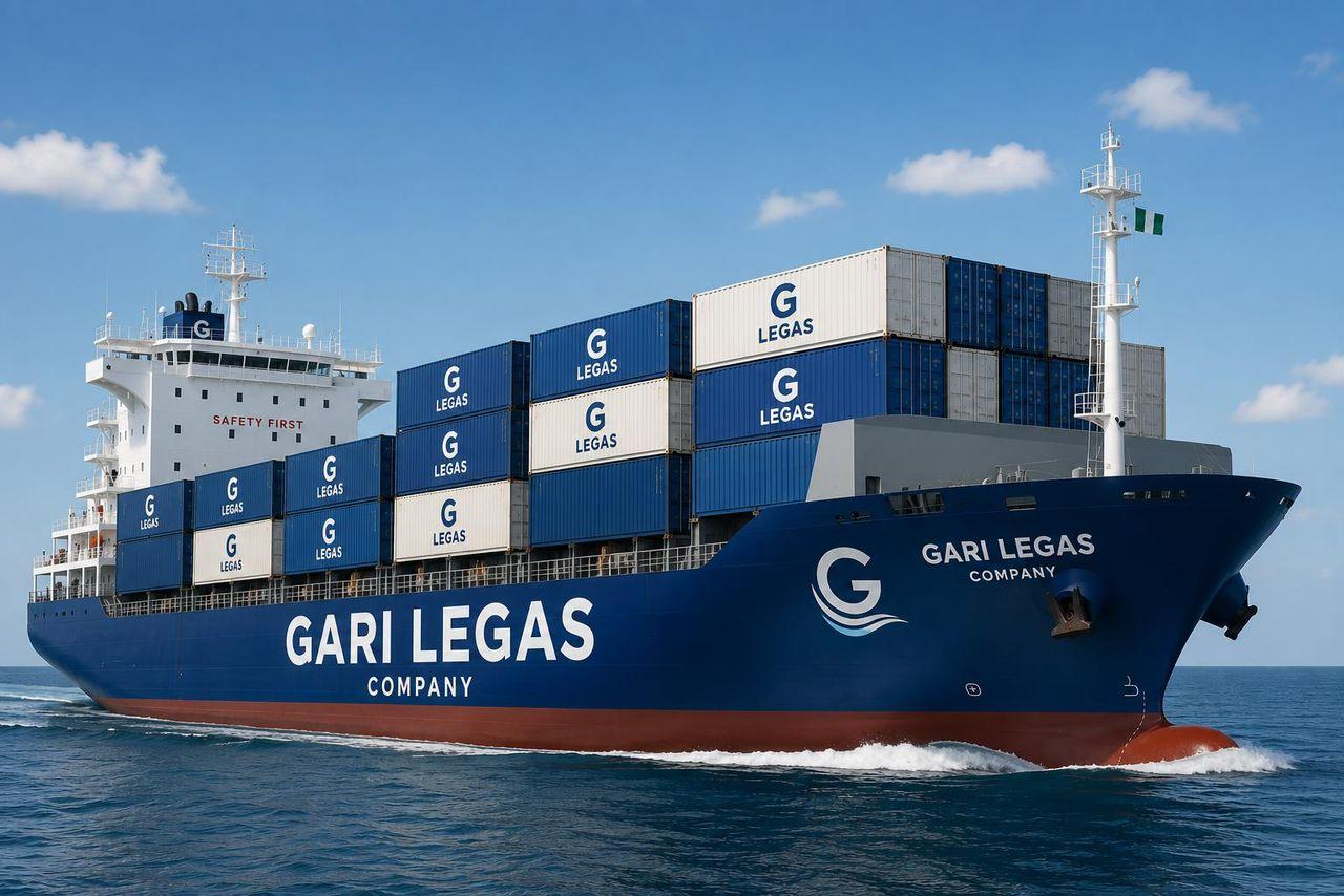 Container ship at sea